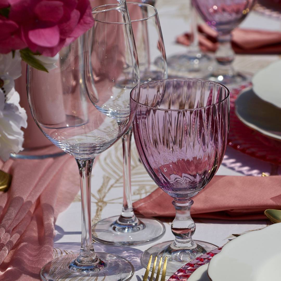 Glas mieten Berlin Hochzeit, Firmenfeier, Geburtstag - Gläserverleih - Lasate - Kelchglas Rosa mieten