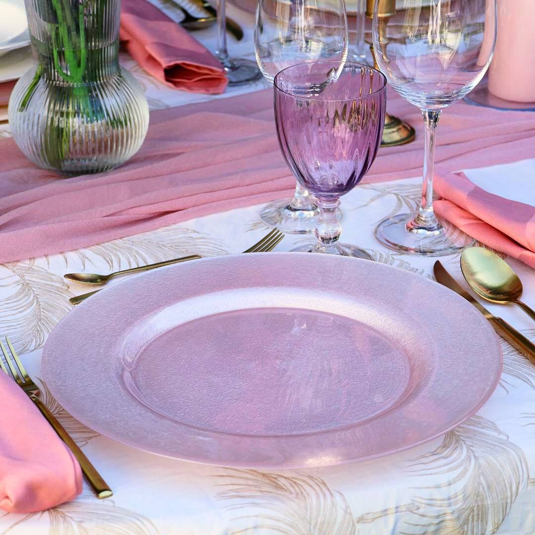 Servierteller mieten Berlin Hochzeit, Firmenfeier, Geburtstag - Platztellerverleih - Lasate - Platzteller Glas Grün Gemustert Villeroy Boch