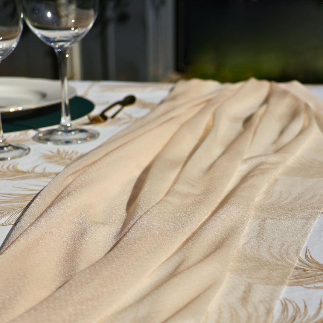 Tischwäsche leihen Berlin Hochzeit, Firmenfeier, Geburtstag - Tischwäscheverleih - Lasate -Tischtuch Beige mieten